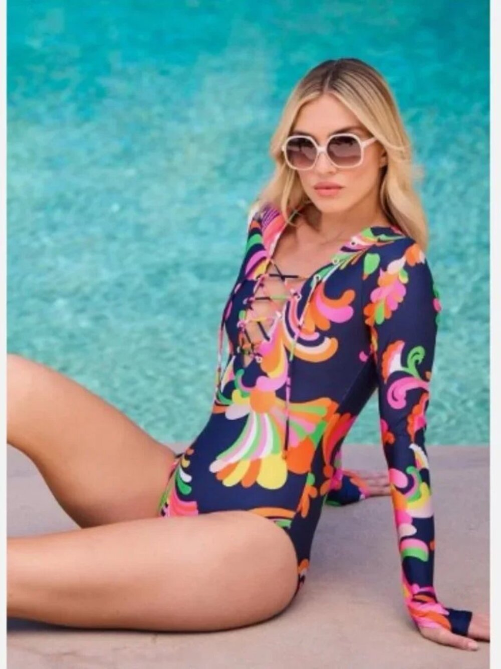 Trina Turk Long-Sleeve Paddle Suit